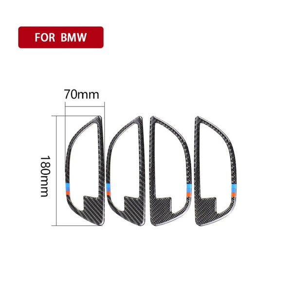 4 PCS Carbon Fiber Car Door Handle Frame Decorative Sticker for BMW 5 Series F10 2011-2017