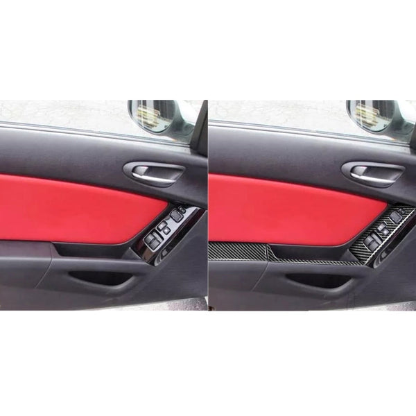 6 in 1 Car Carbon Fiber Left and Right Driving Seat Lift Decorative Sticker for Mazda RX8 2004-2008, Left Drive High-configured
