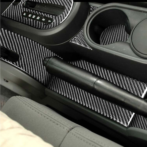 10 in 1 Car Carbon Fiber Gear Console Water Cup Holder Decorative Sticker for Jeep Wrangler JK 2007-2010, Left Drive , Gear Console Water Cup Holder