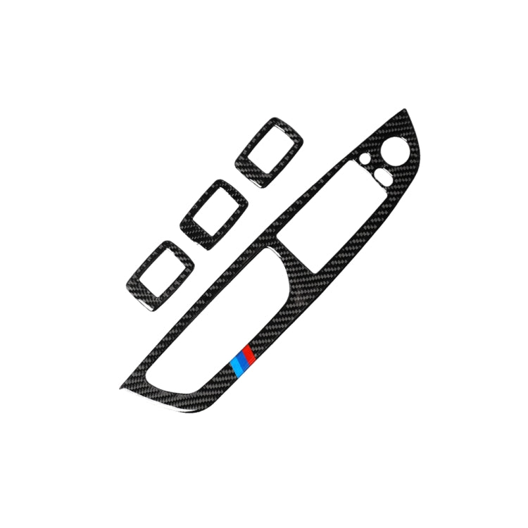 4 in 1 Car Carbon Fiber Tricolor Window Lift Switch Panel Decorative Sticker for BMW 2008-2013 X5 E70 / 2009-2014 X6 E71, High Configuration Left Drive, Window Lift Switch Panel(Tricolor)
