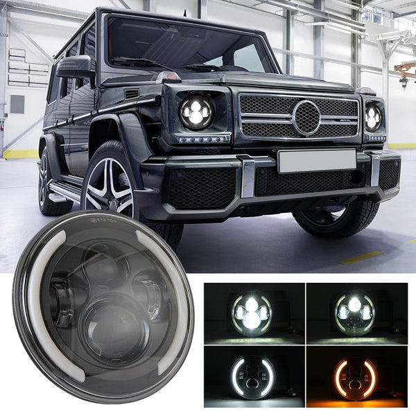 7 inch H4 / H13 DC 9V-30V 3000LM 3000K-6000K 25W Car Round Shape LED Headlight Lamps for Jeep Wrangler, with Angel Eye