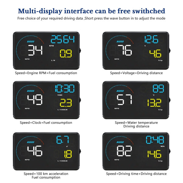 A9 5.5 inch Universal Car OBD2 HUD Vehicle-mounted Head Up Display