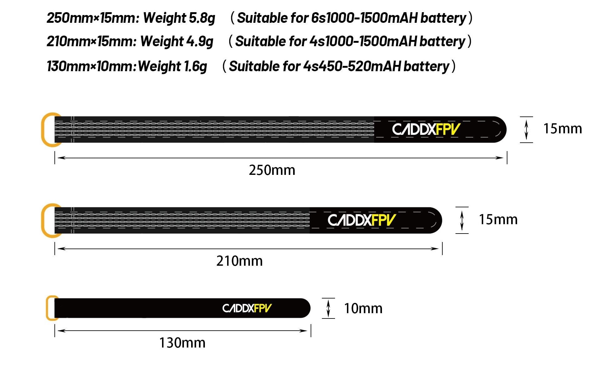 3pc Caddx Lipo Battery Strap (Kevlar) (130-250mm)