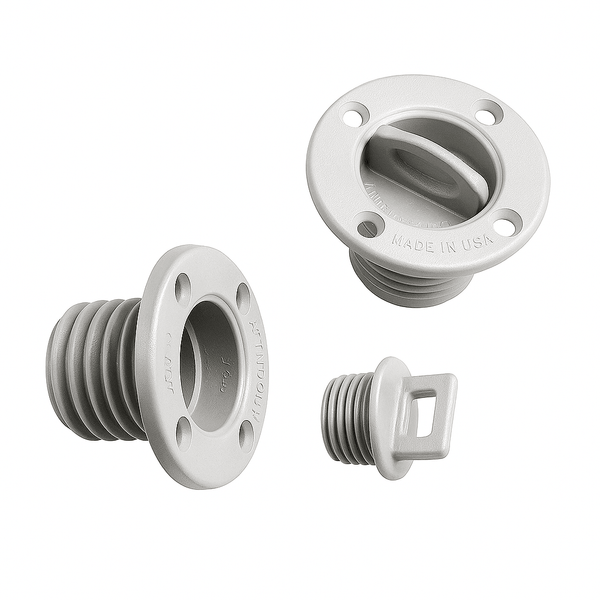Marine Drain 43mm Drain Socket & Plug - 4-Hole Flange | 4Boats