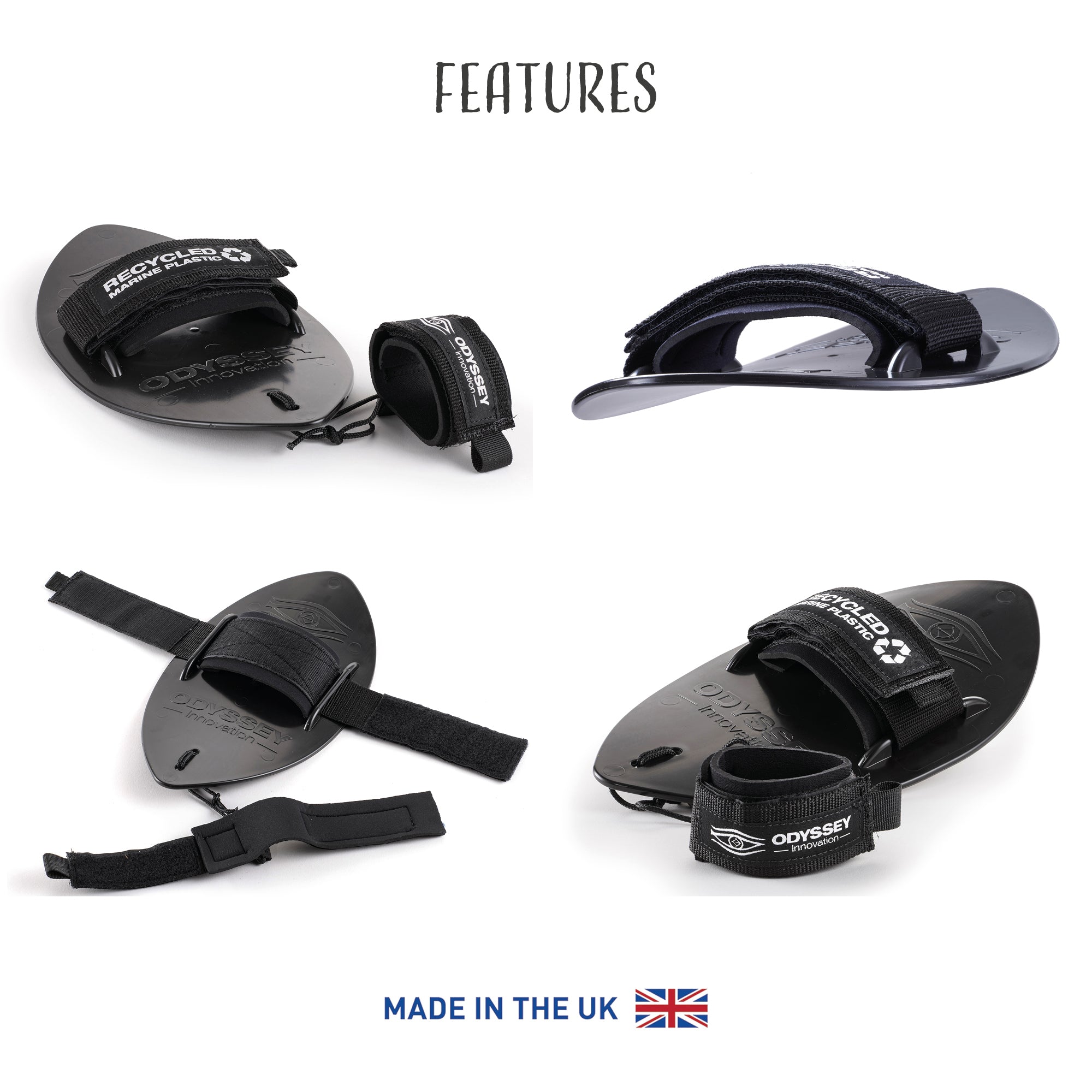 Odyssey Bodysurfing Handplane | 100% Ocean Plastic | Black | Wave Control