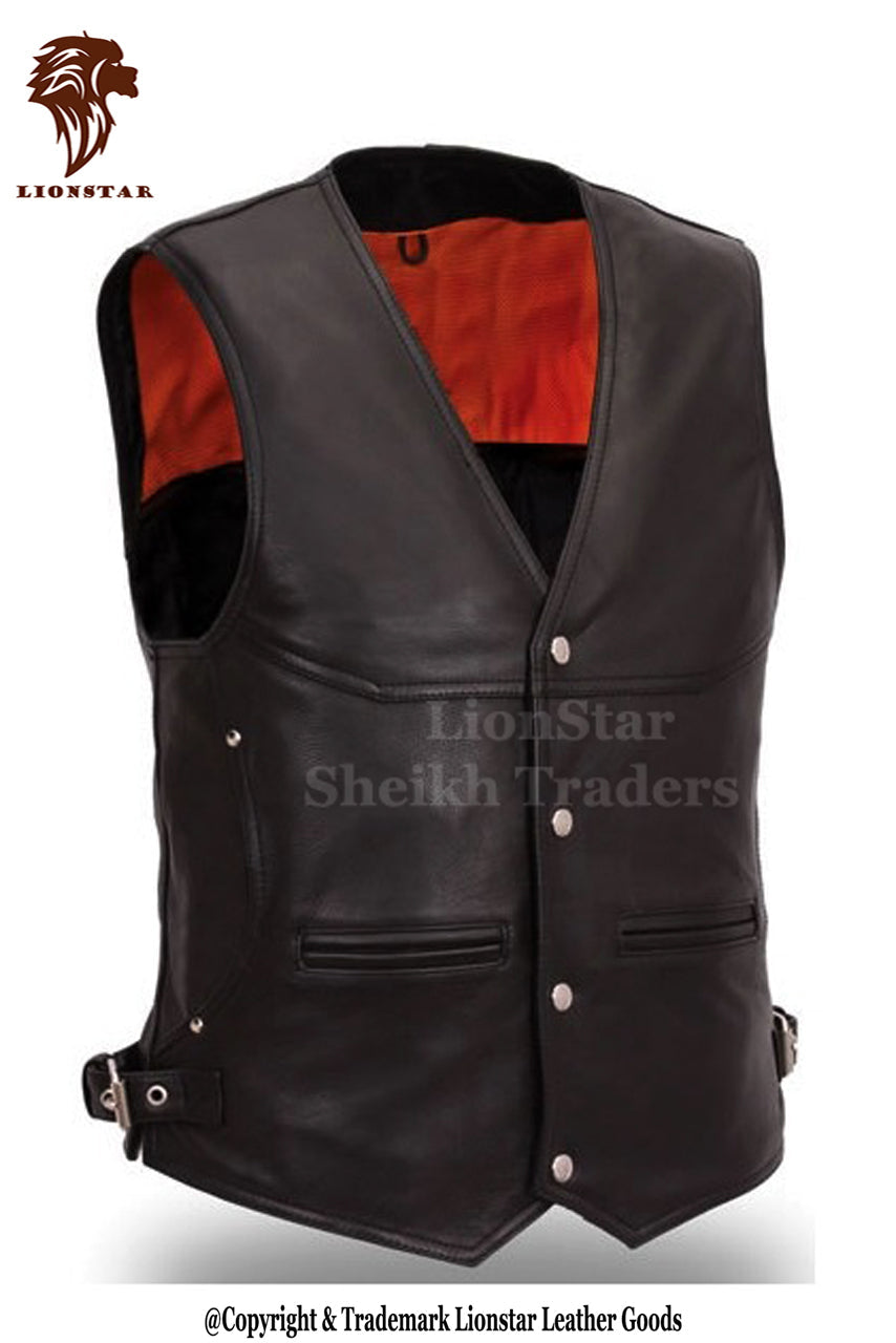 LionStar Cowboy Leather Vest For Men