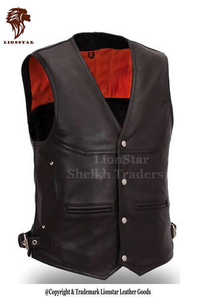 LionStar Cowboy Leather Vest For Men