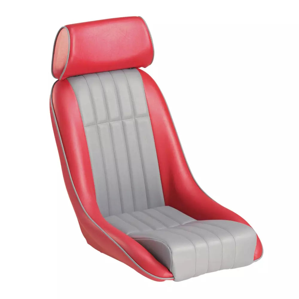 Cobra Cub Bucket Seats with Headrest - Grey & Red x1 Individual Seat (Slide Runners Not Inc)