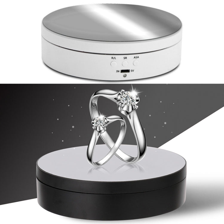 13.8cm Mirror Style USB Charging Smart 360 Degree Rotating Turntable Display Stand Video Shooting Props Turntable for Photography, Load 3kg