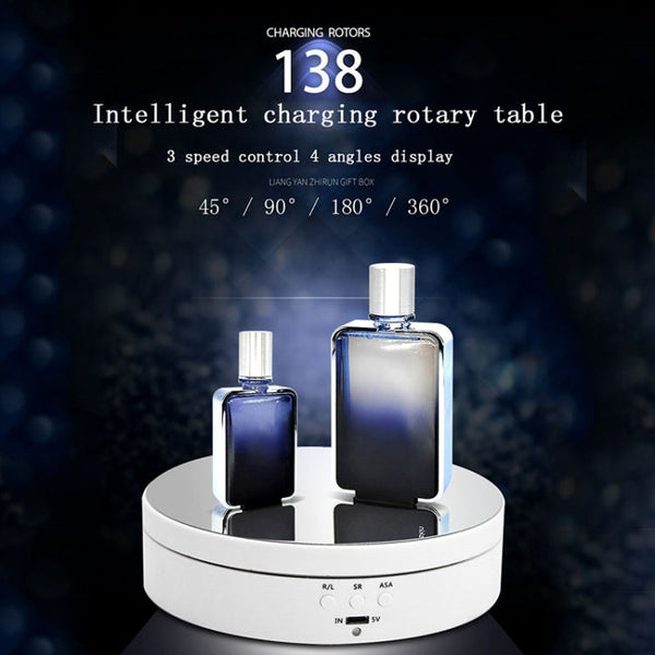 13.8cm Mirror Style USB Charging Smart 360 Degree Rotating Turntable Display Stand Video Shooting Props Turntable for Photography, Load 3kg