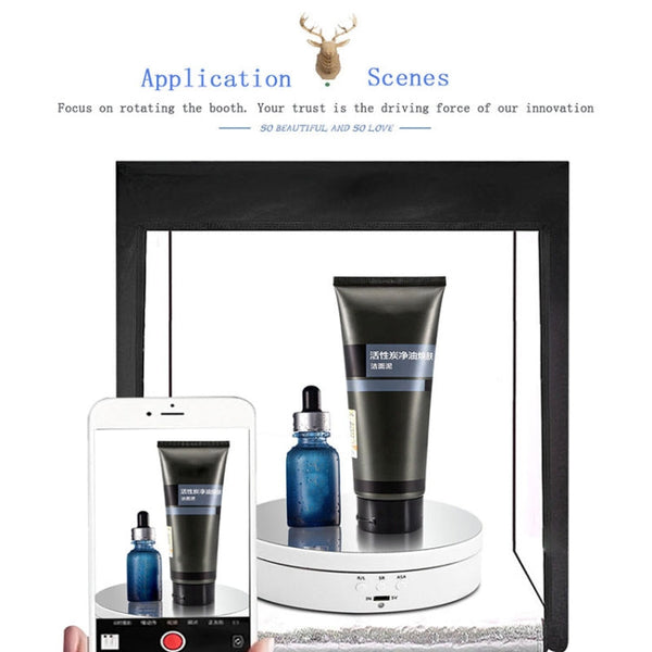 13.8cm Mirror Style USB Charging Smart 360 Degree Rotating Turntable Display Stand Video Shooting Props Turntable for Photography, Load 3kg