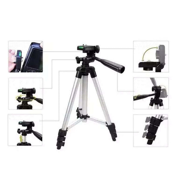 3120 Live Broadcast Tripod 4-Section Folding Legs Aluminum Alloy Tripod Mount with U-Shape Three-Dimensional Tripod Head for DSLR & Digital Camera, Adjustable Height: 34-103cm