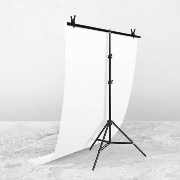 100x200cm T-Shape Photo Studio Background Support Stand Backdrop Crossbar Bracket Kit with Clips, No Backdrop, 100x200cm