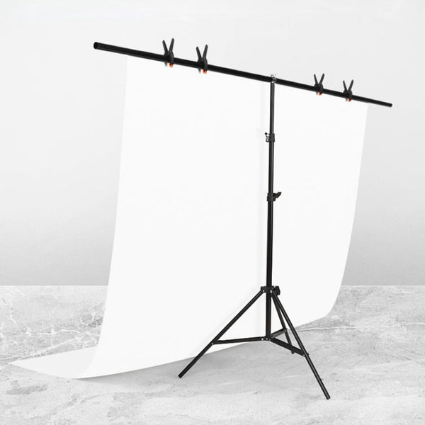 200x200cm T-Shape Photo Studio Background Support Stand Backdrop Crossbar Bracket Kit with Clips, No Backdrop, 200x200cm
