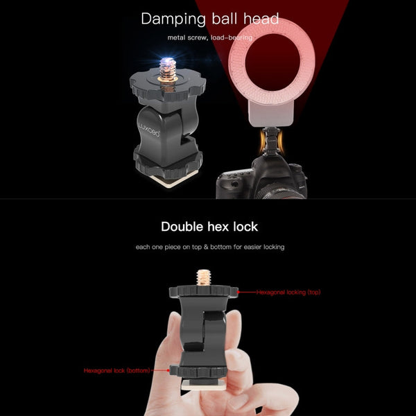LUXCeO PA1 Camera Universal Hot Shoe Holder Damping Ball-Head Bracket, PA1