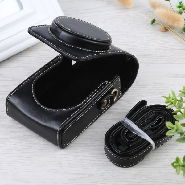 Vertical Flip Full Body Camera PU Leather Case Bag with Strap for Ricoh GR III / GRII, Sony ZV-1 / DSC-RX100M7 / RX100M6 / RX100M5 / RX100M2