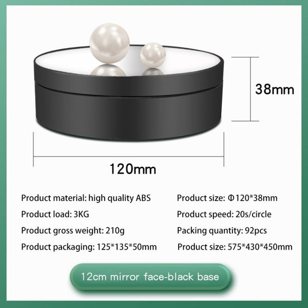 12cm 360 Degree Rotating Turntable Mirror Electric Display Stand Video Shooting Props Turntable, Load: 3kg