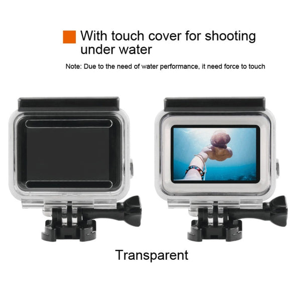 45m Waterproof Housing Protective Case + Touch Screen Back Cover for GoPro NEW HERO /HERO6 /5, with Buckle Basic Mount & Screw, No Need to Remove Lens, Touch Screen (Transparent)