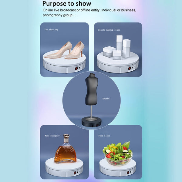 22cm Electric Rotating Display Stand Video Shooting Props Turntable, Load: 50kg, EU Plug