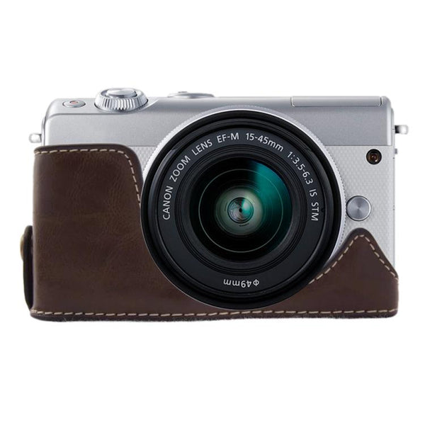 1/4 inch Thread PU Leather Camera Half Case Base for Canon EOS M100