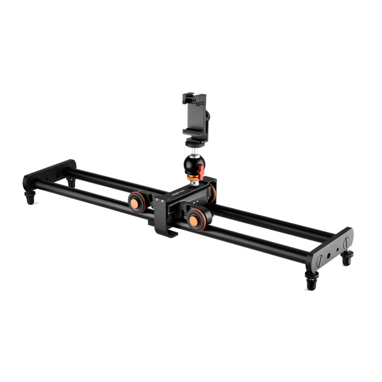 YELANGU L60E 60cm Slide Rail Track + L4 3-Wheel Video Dolly with Phone Clamp & Ballhead, L60E+L4X+PC03+T1
