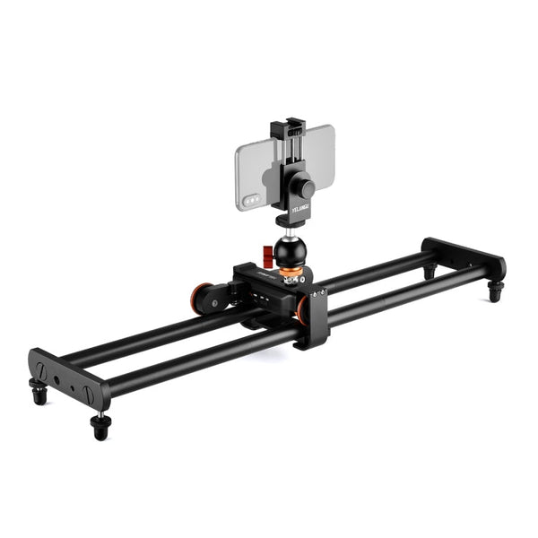 YELANGU L60E 60cm Slide Rail Track + L4 3-Wheel Video Dolly with Phone Clamp & Ballhead, L60E+L4X+PC03+T1