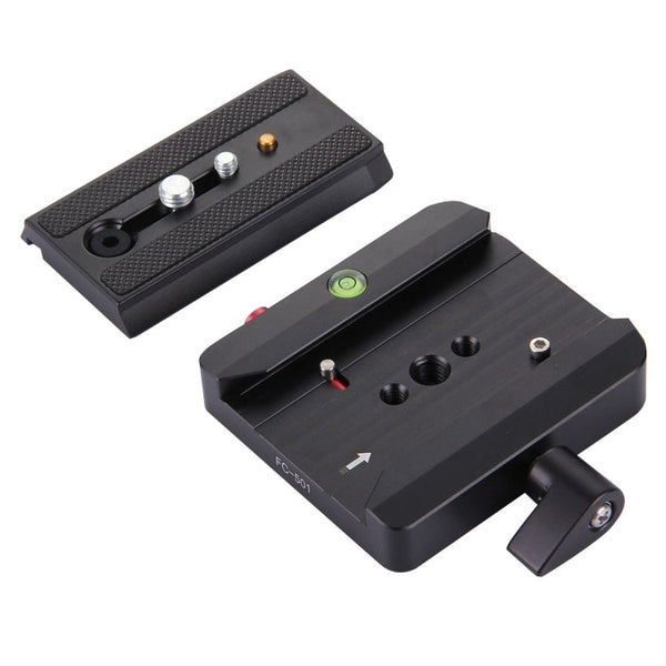 Fittest FC-501 Quick Release Assembly Aluminium Alloy Clamp Adapter with Quick Release Sliding Plate for Manfrotto Tripod 577 Replacement, FC-501