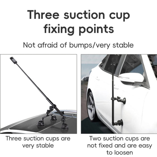 Dual-leg Suction Cup and 2 x Single-leg Car Suction Cup Mount with Selfie Stick Set, Car Suction Cup Mount with Selfie Stick