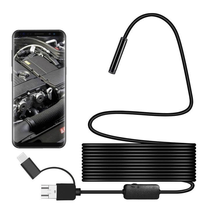 Y101 8mm Spiral Head 3 In 1 Waterproof Digital Endoscope Inspection Camera, Length: 5m Flexible Cable, Length: 5m Flexible Cable