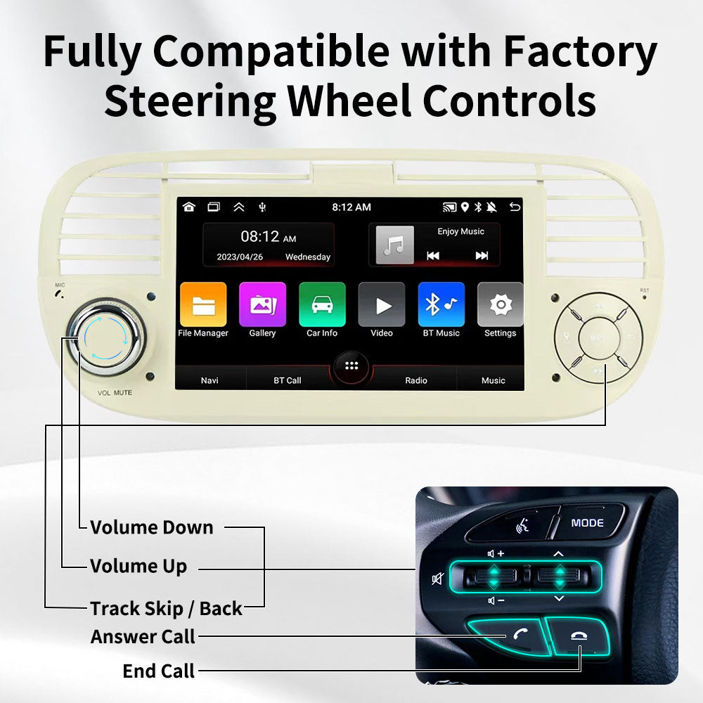 Fiat 500 2007-2015 CarPlay Screen