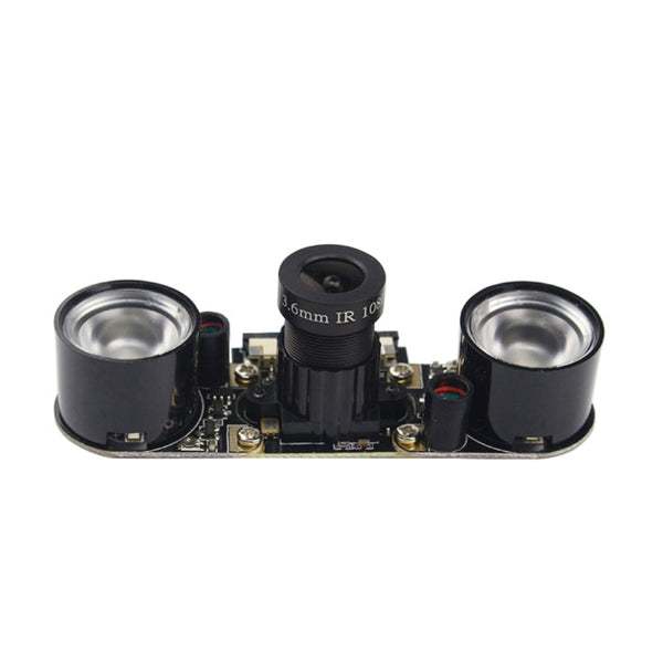 5MP OV5647 Adjustable Focal Infrared Night Vision Camera with 2 PCS IR Sensor Lights for Raspberry Pi 3