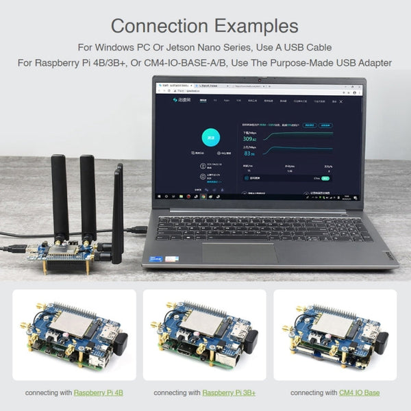 Waveshare SIM8202G-M2 5G HAT B Multi Band Snapdragon X55 Module Board for Raspberry Pi, SIM8202G-M2 5G HAT B