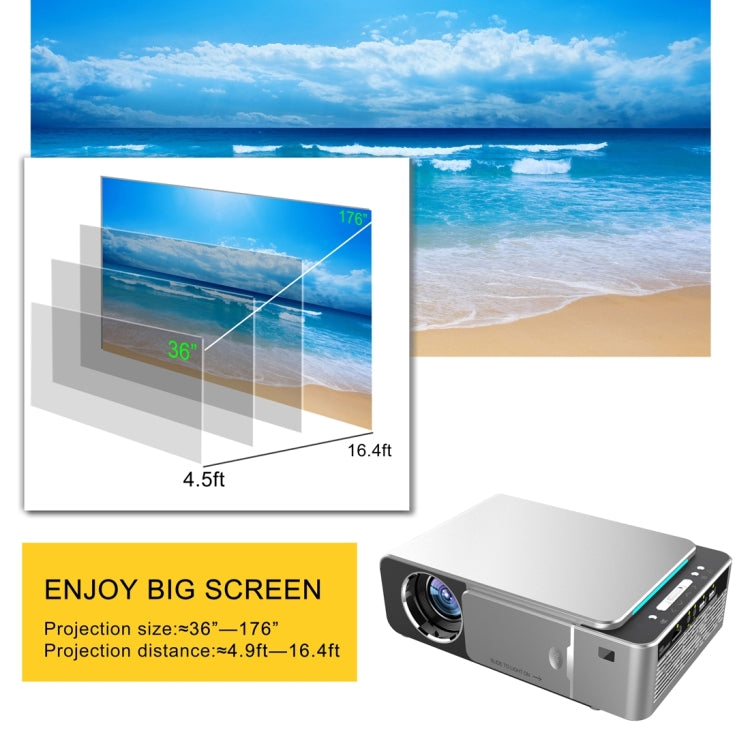 T6 2000ANSI Lumens Mini Theater Projector, Android 7.1 RK3128 Quad Core, 1GB+8GB, UK Plug, Android Version UK Plug