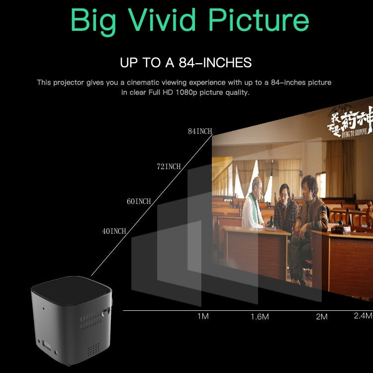 Wejoy S12 50 ANSI Lumen 1920x1080P  Android 7.1 HD Bluetooth 4.1 WiFi Smart 3D Projector, 1G+16G
