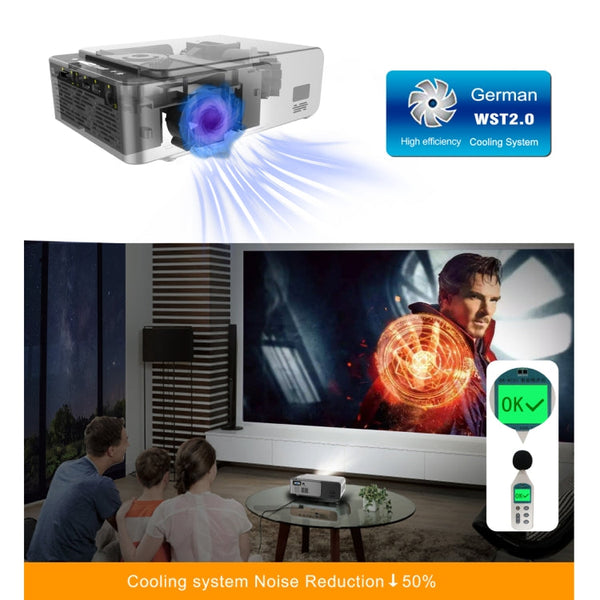 T6 2000ANSI Lumens Mini Theater Projector, Android 7.1 RK3128 Quad Core, 1GB+8GB, US Plug