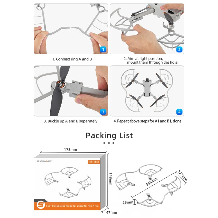For DJI Mini 4 Pro Sunnylife N4P-KC712 Drone Propeller Protective Guard Anti-collision Ring