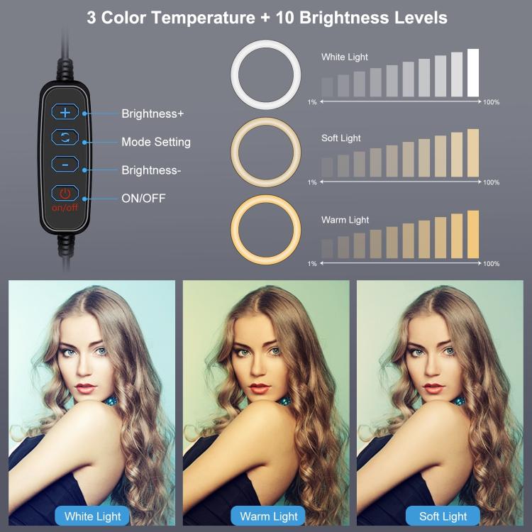 PULUZ 4.7 inch 12cm Ring Selfie Light 3 Modes USB Dimmable Dual Color Temperature LED Curved Vlogging Photography Video Lights with Monitor Clip Holder