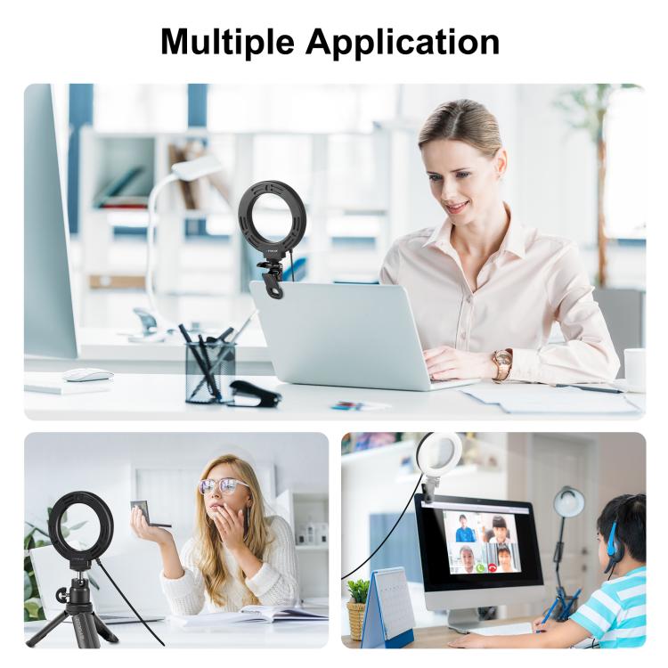 PULUZ 4.7 inch 12cm Ring Selfie Light 3 Modes USB Dimmable Dual Color Temperature LED Curved Vlogging Photography Video Lights with Monitor Clip Holder