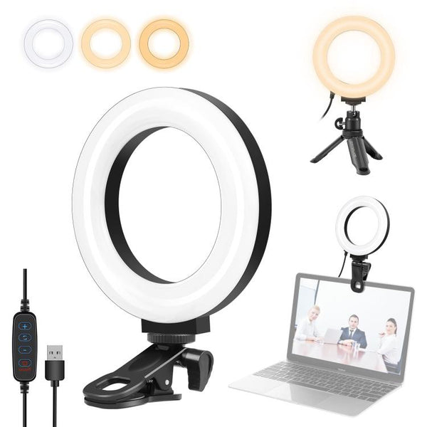 PULUZ 4.7 inch 12cm Ring Selfie Light 3 Modes USB Dimmable Dual Color Temperature LED Curved Vlogging Photography Video Lights with Monitor Clip Holder
