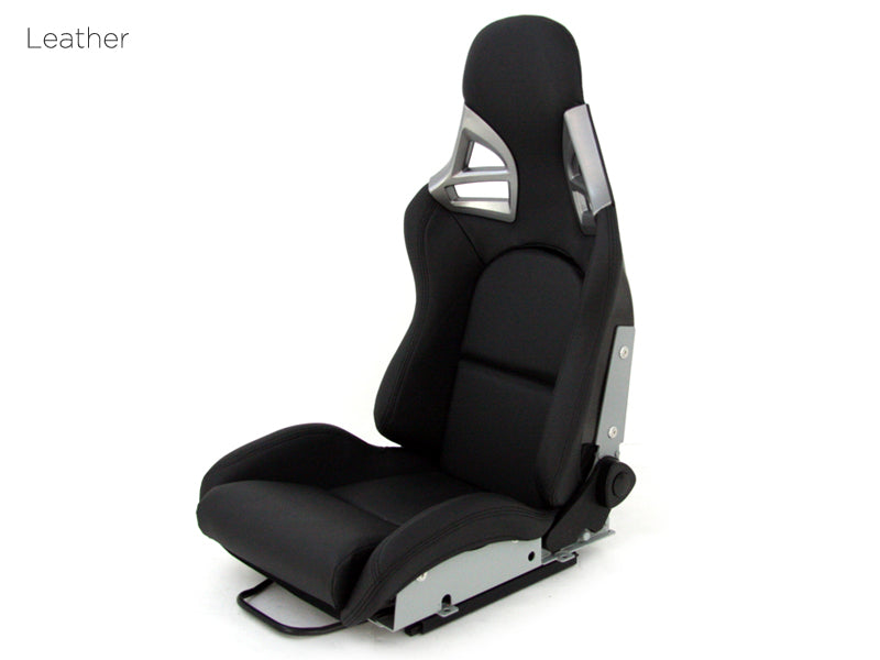 Aftermarket Universal Bucket Seat with Carbon Back - Porsche Style for Boxster Cayman 911 GT3 GT4 - Black Synthetic Leather