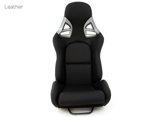 Aftermarket Universal Bucket Seat with Carbon Back - Porsche Style for Boxster Cayman 911 GT3 GT4 - Black Synthetic Leather