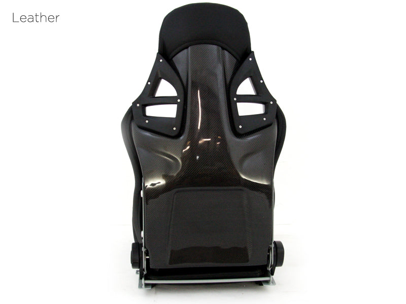 Aftermarket Universal Bucket Seat with Carbon Back - Porsche Style for Boxster Cayman 911 GT3 GT4 - Black Synthetic Leather
