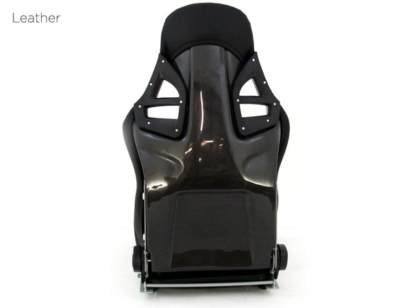 Aftermarket Universal Bucket Seat with Carbon Back - Porsche Style for Boxster Cayman 911 GT3 GT4 - Black Synthetic Leather