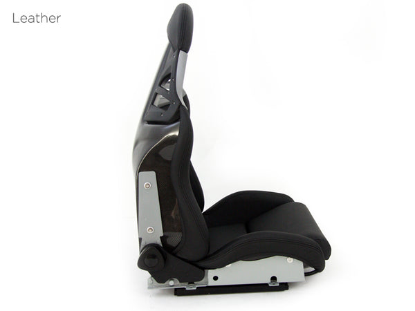Aftermarket Universal Bucket Seat with Carbon Back - Porsche Style for Boxster Cayman 911 GT3 GT4 - Black Synthetic Leather