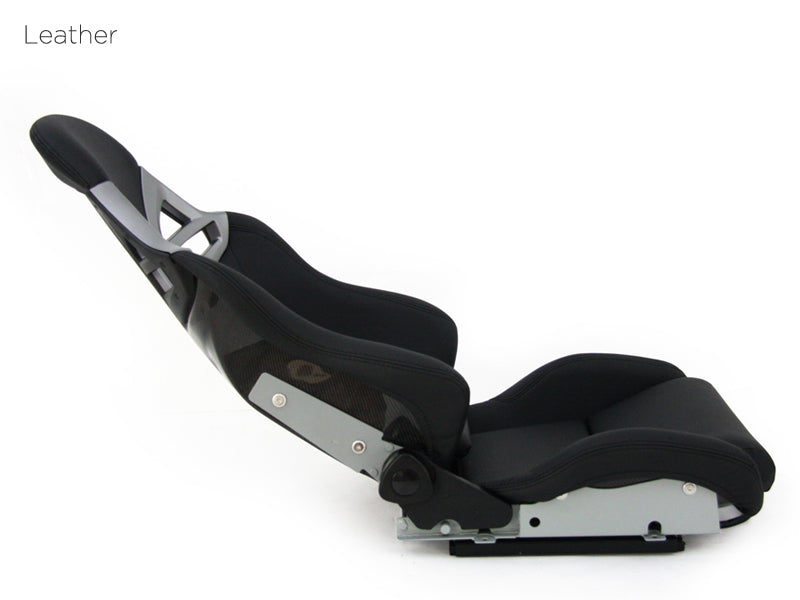 Aftermarket Universal Bucket Seat with Carbon Back - Porsche Style for Boxster Cayman 911 GT3 GT4 - Black Synthetic Leather