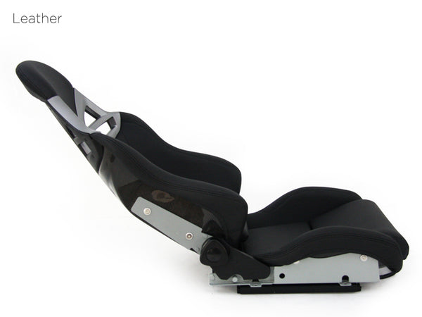 Aftermarket Universal Bucket Seat with Carbon Back - Porsche Style for Boxster Cayman 911 GT3 GT4 - Black Synthetic Leather