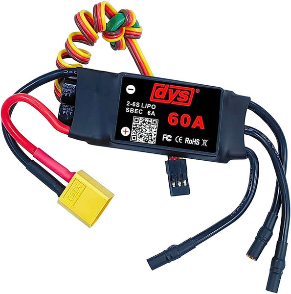 DYS 60A 2-6S Brushless ESC With 5V/6A BEC For RC fixed-wing Aircraft
