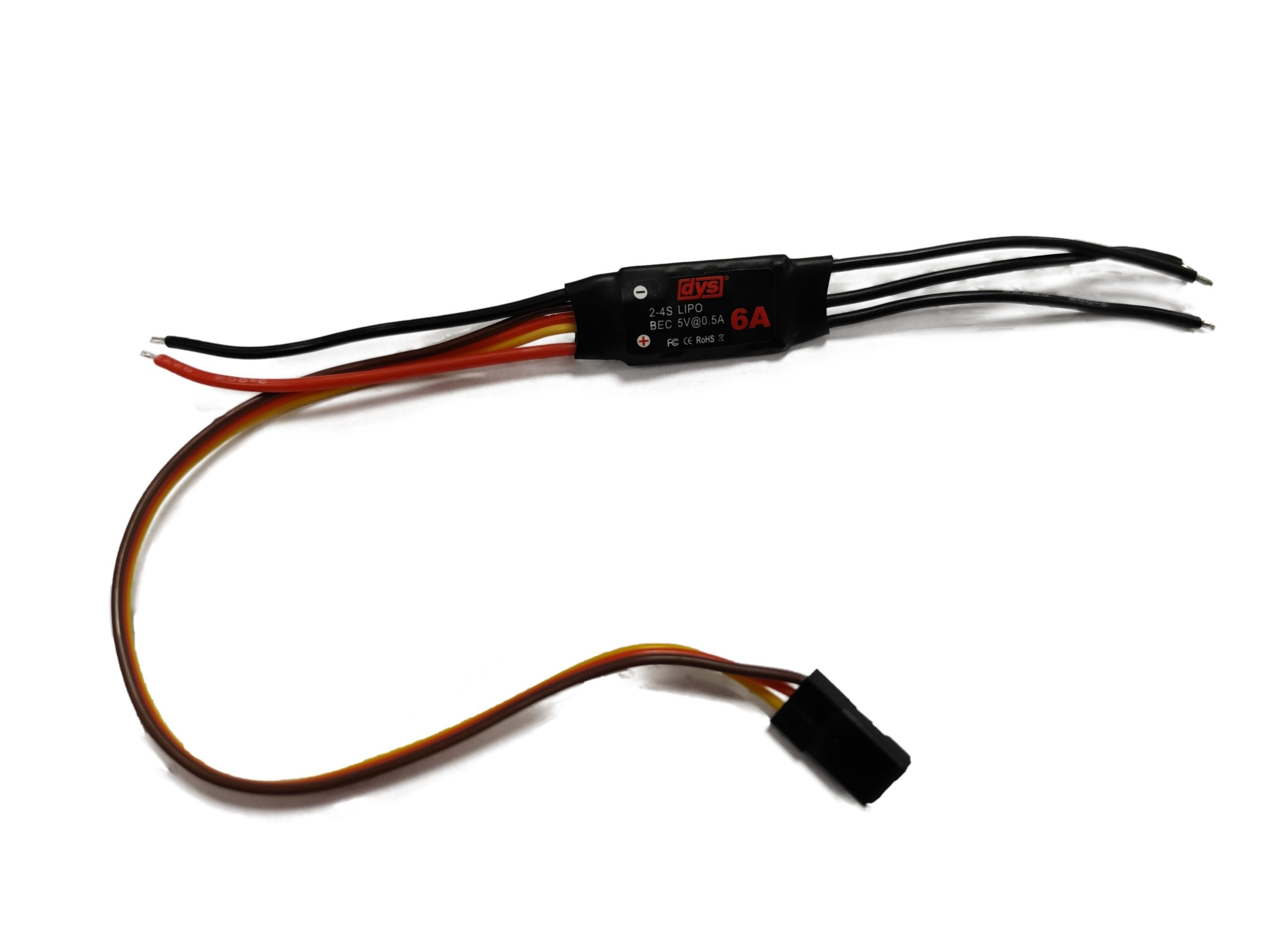 DYS 6A 2-4S Brushless ESC With 5V/0.5A BEC For RC fixed-wing Aircraft / Helicopter