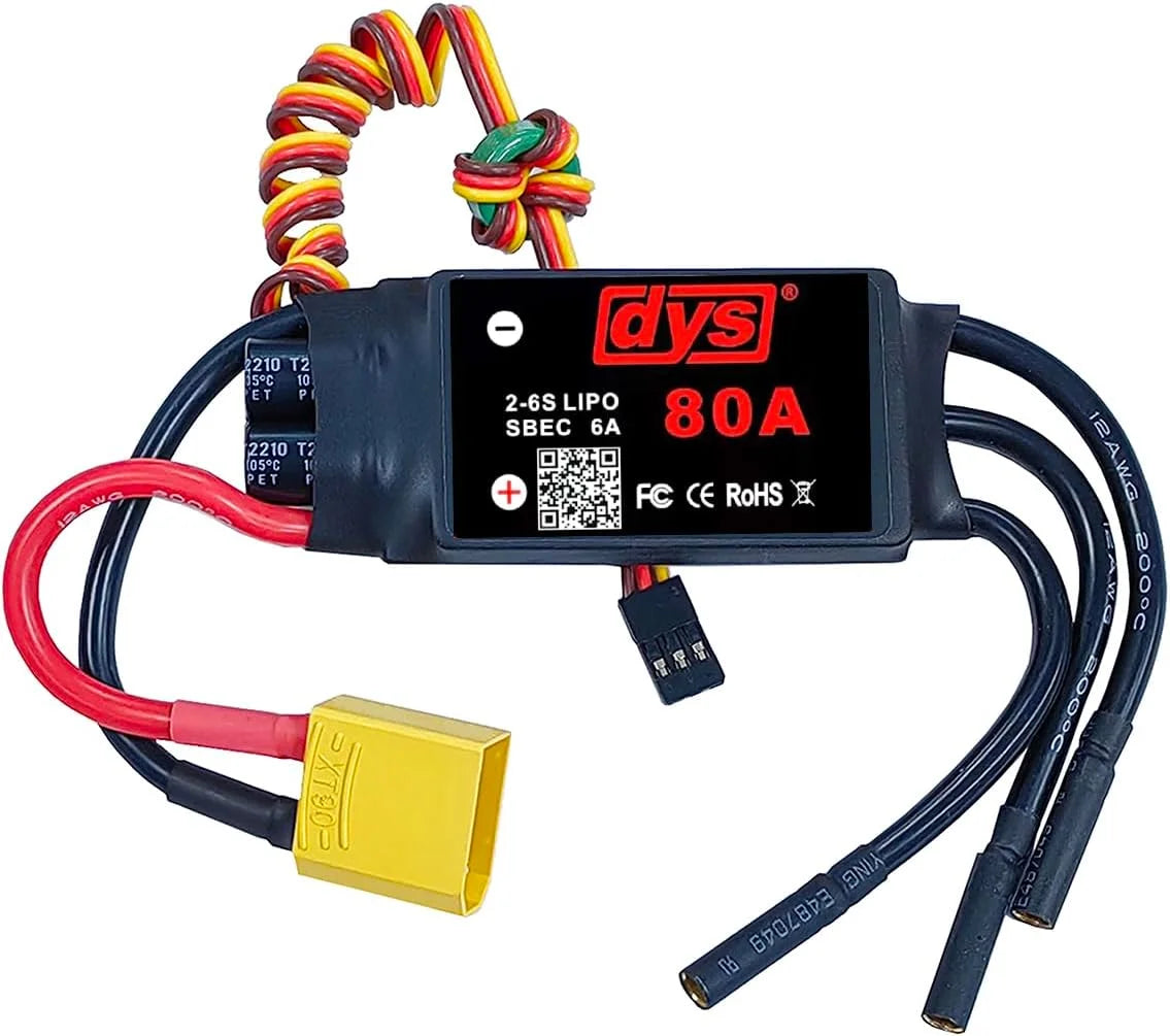 DYS 80A 2-6S Brushless ESC With 5V/6A BEC For RC fixed-wing Aircraft