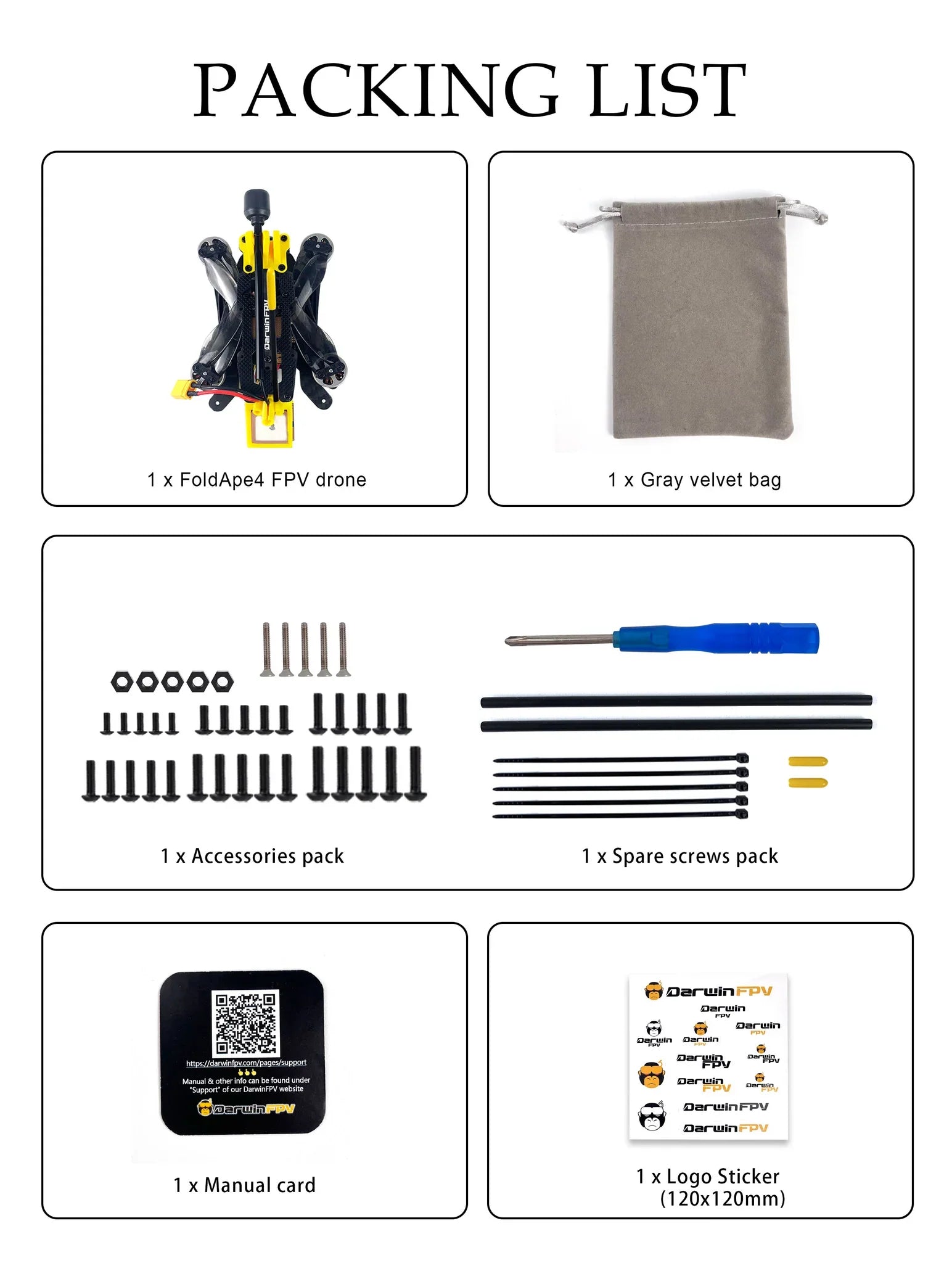 DarwinFPV FoldApe4 Analog Frame